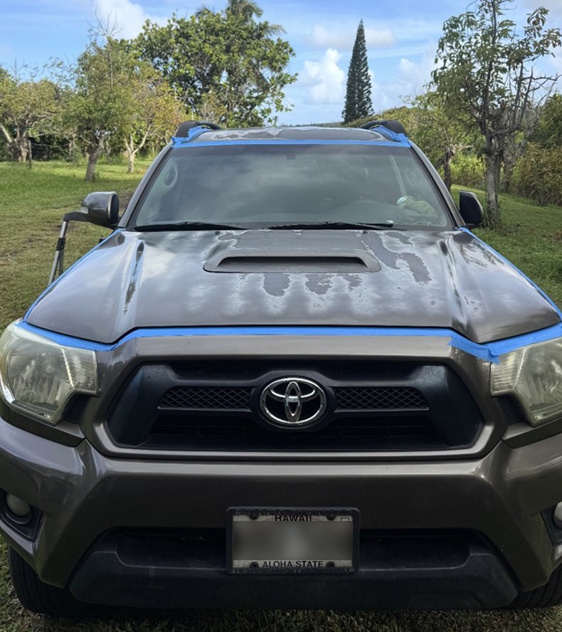 Toyota hood before paint and refinish